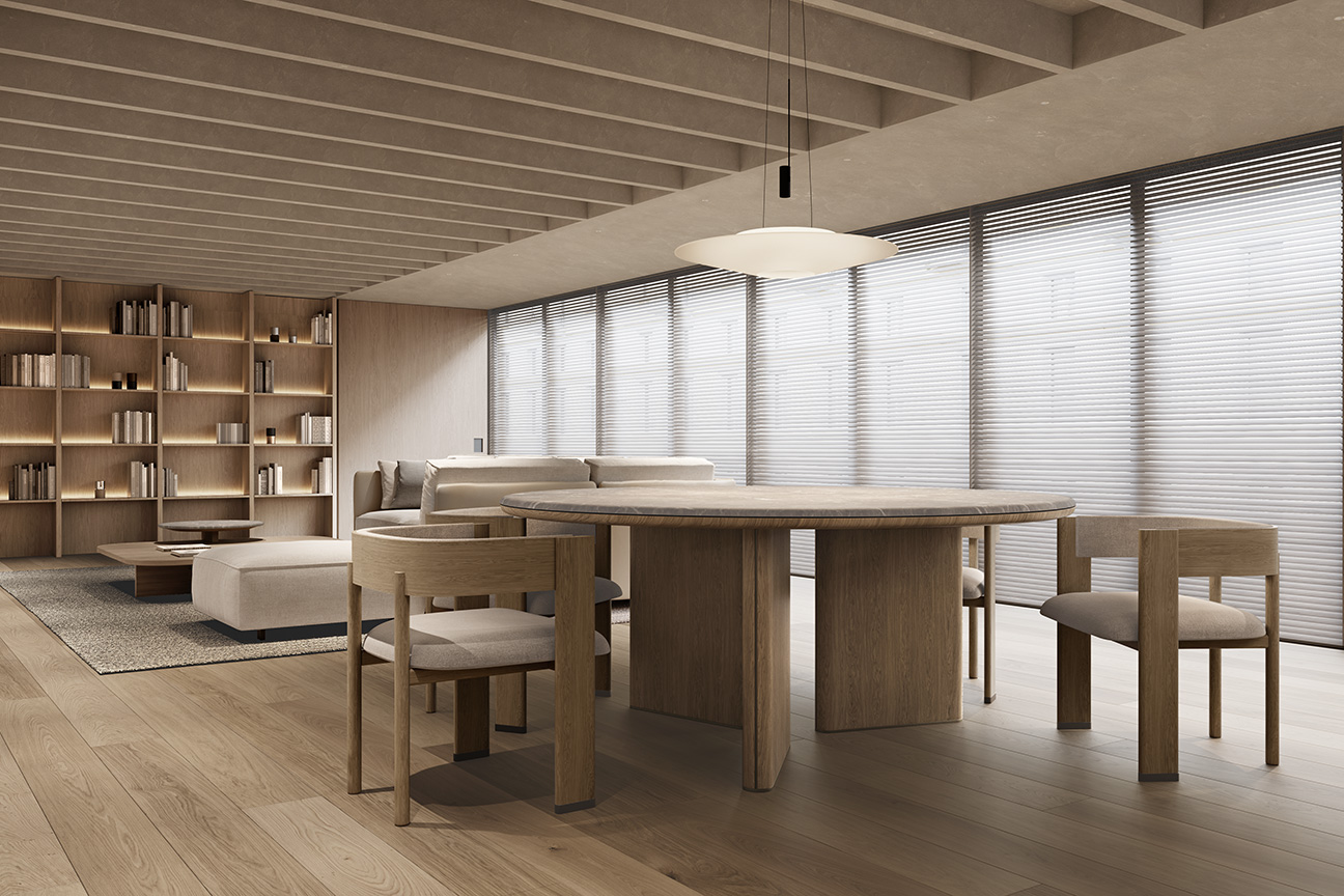 Elegant modern dining room decorated with the Jude and Decorte collection, designed by Francesc Rifé for Alexandra Forwards.