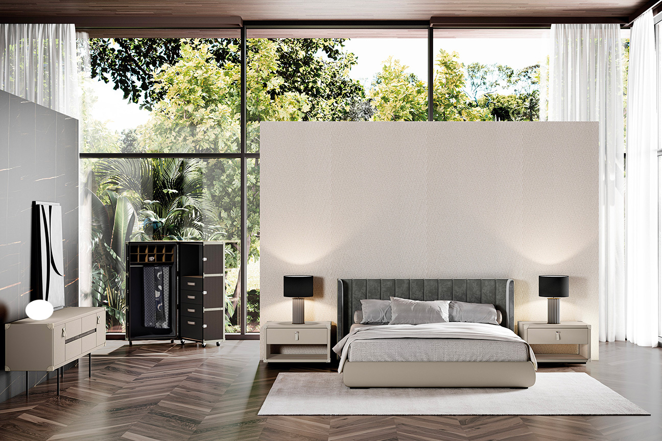 Contemporary modern bedroom with Compass bed