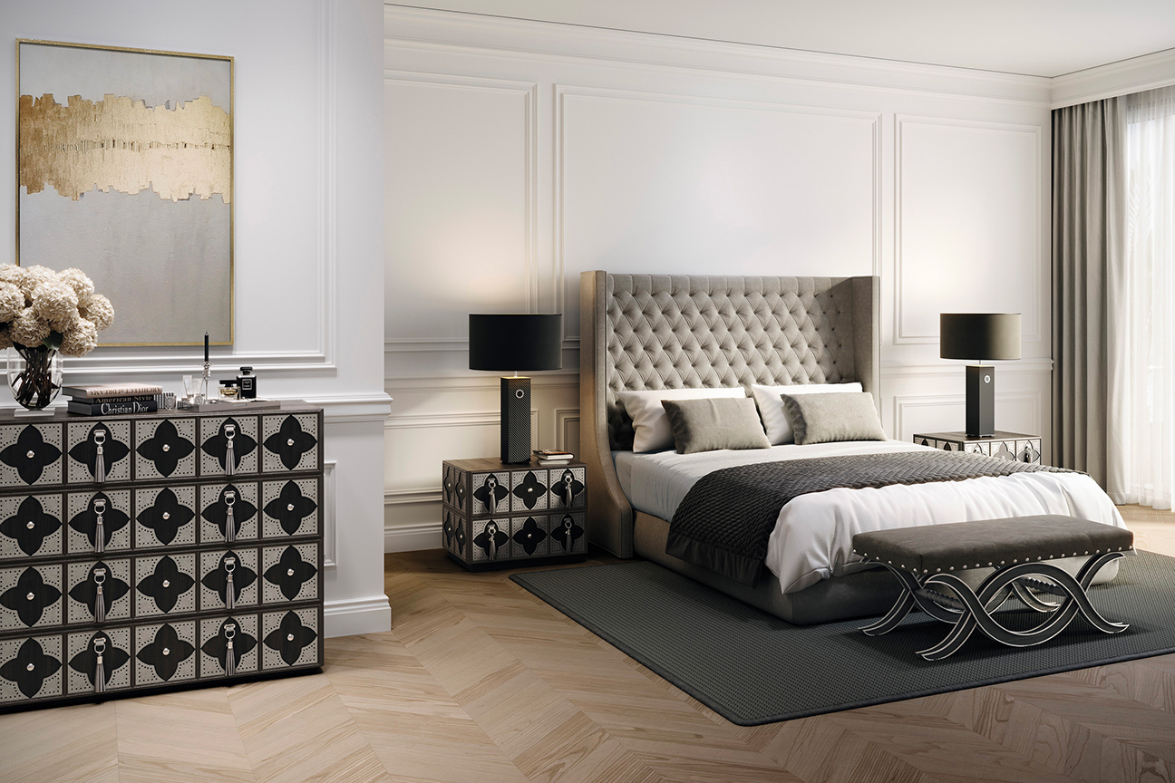 Contemporary bedroom with Troyano bed