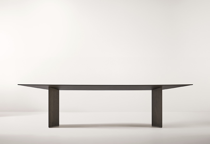 Alexandra Vertice dining table by Gabriele Teixidó, crafted in ash and inspired by prismatic forms
