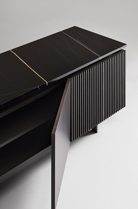 The Tempo sideboard in a black finish is a luxury piece of furniture in a modern style.