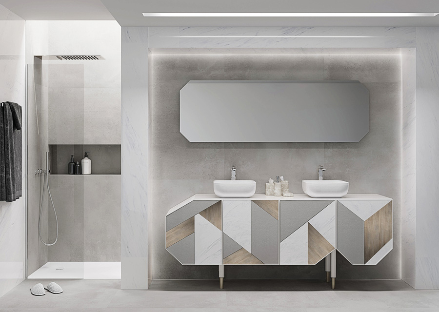 Exclusivo mueble bajo lavabo de alta gama con un diseño moderno y contemporáneo único.