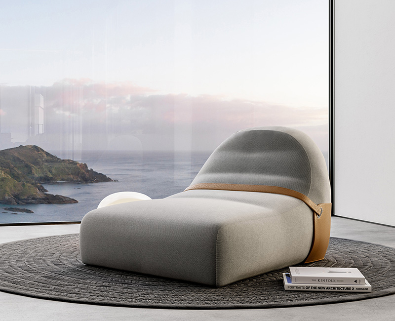 Luxurious modern Nido armchair upholstered in grey by Colección Alexandra