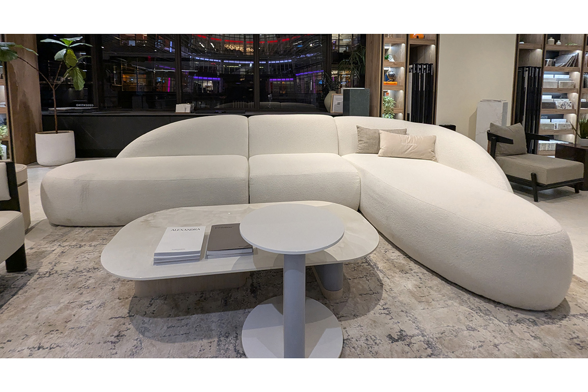 Presentation of Alexandra's Beluga sofa at the Cosentino New York exhibition