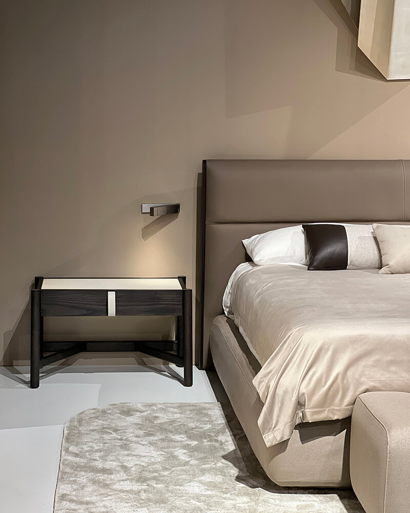 Habitat 2026. Giglio bed and Elba bedside table by Buratti.